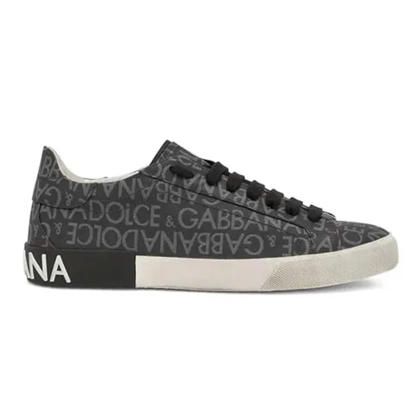 Giày Sneaker Nam Dolce & Gabbana D&G Logo Jacquard CS2203 Màu Đen Họa Tiết Size 6