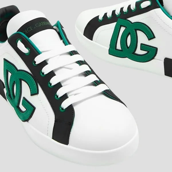Giày Sneaker Nam Dolce & Gabbana D&G Portofino Spoiler In White Leather CS1772AT396 8D700 Màu Trắng Đen Size 41.5