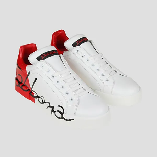 Giày Sneaker Nam Dolce & Gabbana D&G White Red Portofino CS1520 AI0531 HR821 Màu Trắng Đỏ Size 40.5