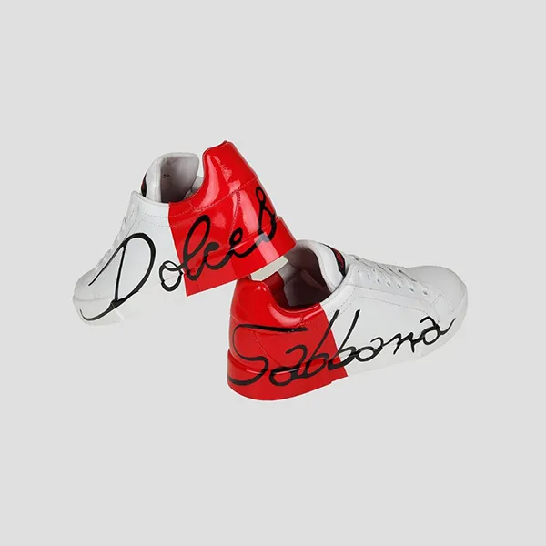 Giày Sneaker Nam Dolce & Gabbana D&G White Red Portofino CS1520 AI0531 HR821 Màu Trắng Đỏ Size 40.5