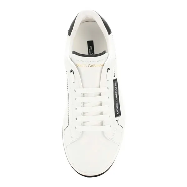 Giày Sneaker Nam Dolce & Gabbana D&G Leather Sneakers Roma CS1572 Màu Trắng Phối Đen Size 5.5