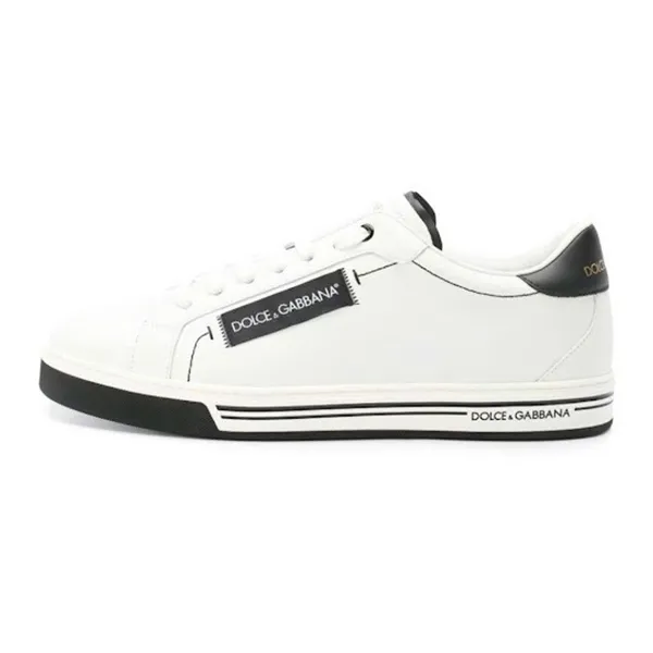 Giày Sneaker Nam Dolce & Gabbana D&G Leather Sneakers Roma CS1572 Màu Trắng Phối Đen Size 5.5