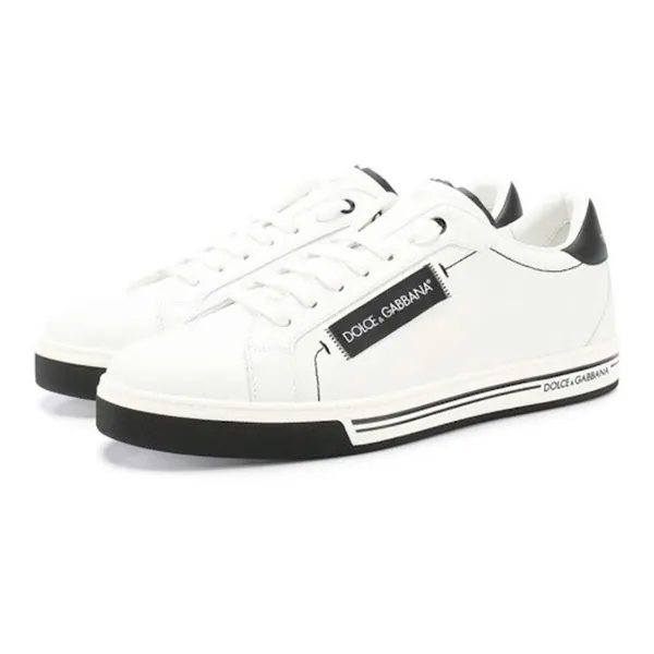 Giày Sneaker Nam Dolce & Gabbana D&G Leather Sneakers Roma CS1572 Màu Trắng Phối Đen Size 5.5