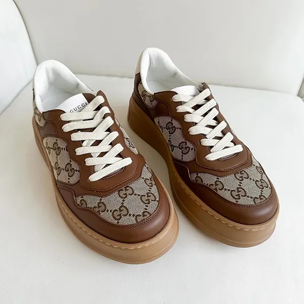Giày Sneaker Nam Gucci Beige Monogram GG Logo 675840 UPG20 Màu Nâu Be Size 6