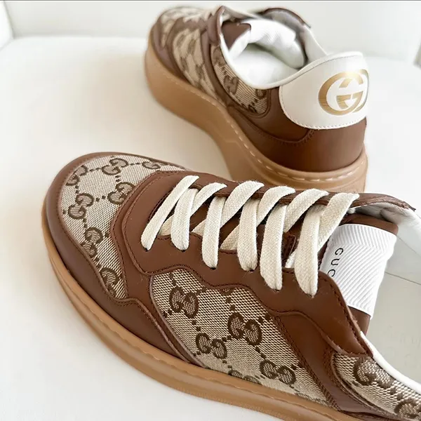 Giày Sneaker Nam Gucci Beige Monogram GG Logo 675840 UPG20 Màu Nâu Be Size 6