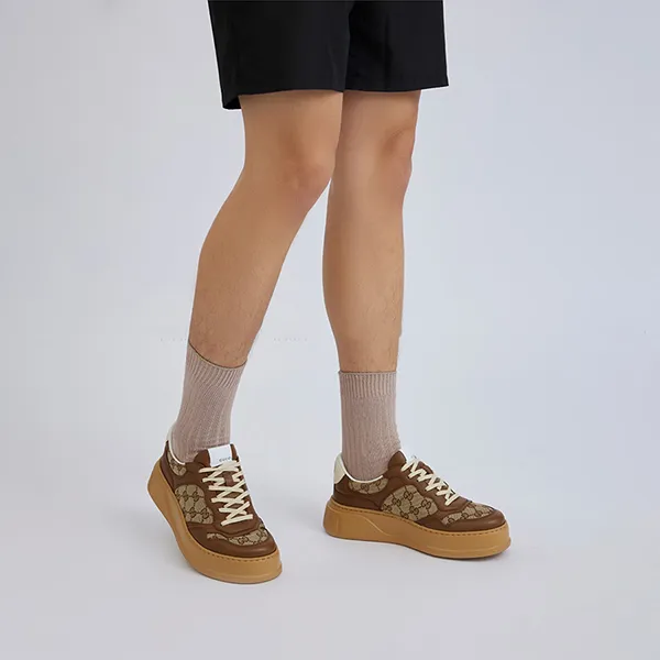 Giày Sneaker Nam Gucci Beige Monogram GG Logo 675840 UPG20 Màu Nâu Be Size 6