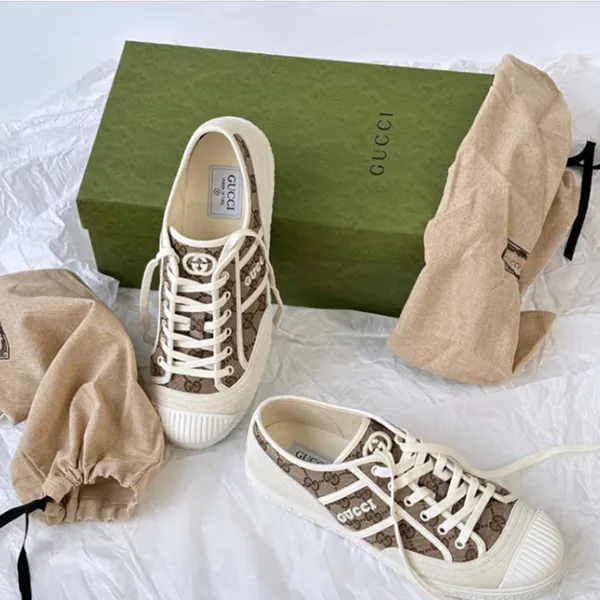 Giày Sneaker Nam Gucci GG Canvas In Beige Ebony 759055 FAC19 9756 Màu Be Trắng Size 6