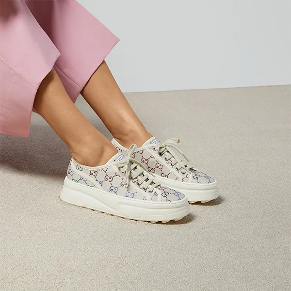 Giày Sneaker Nữ Gucci GG Monogram In Off White Canvas 771645 FABH3 9179 Màu Kem Size 36