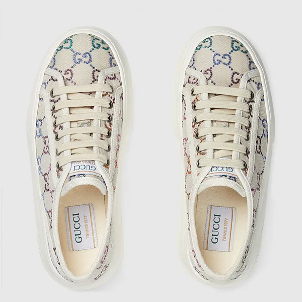 Giày Sneaker Nữ Gucci GG Monogram In Off White Canvas 771645 FABH3 9179 Màu Kem Size 36