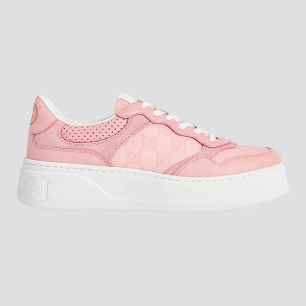 Giày Sneaker Nữ Gucci Pink 50mm Chunky B Leather 700775 AAB3I 5863 Màu Hồng Size 35.5