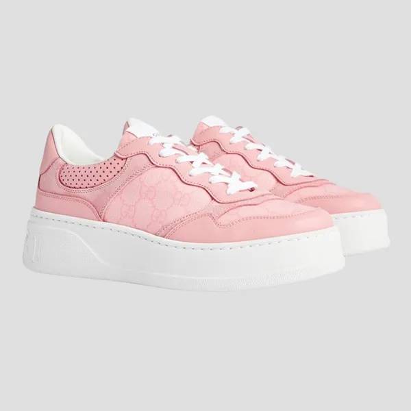 Giày Sneaker Nữ Gucci Pink 50mm Chunky B Leather 700775 AAB3I 5863 Màu Hồng Size 35.5