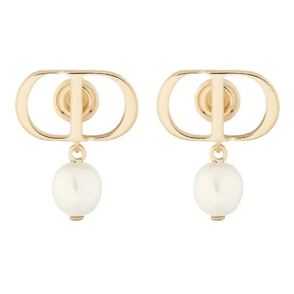 Khuyên Tai Nữ Dior Petit CD Matte Gold Metal And White Resin Pearls Earrings E1520PTCRS_D301 Màu Vàng Gold - Trang sức - Vua Hàng Hiệu