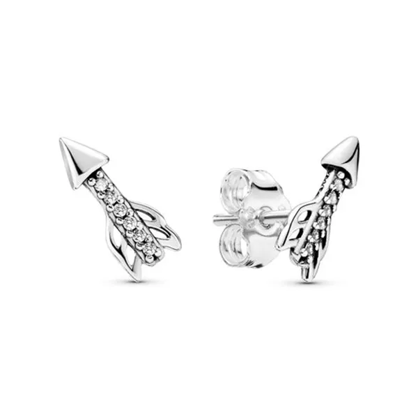 Khuyên Tai Nữ Pandora Arrow Silver Stud Earrings 297828CZ Màu Bạc