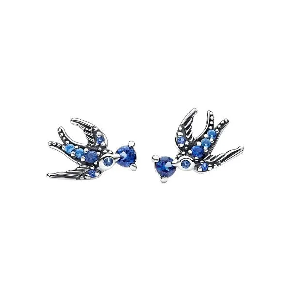 Khuyên Tai Nữ Pandora Sparkling Swallow Stud Earrings 292568C01 Màu Bạc Xanh