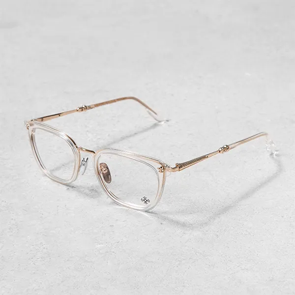 Kính Mắt Cận Chrome Hearts Strapadictome Crystal Màu Vàng Gold