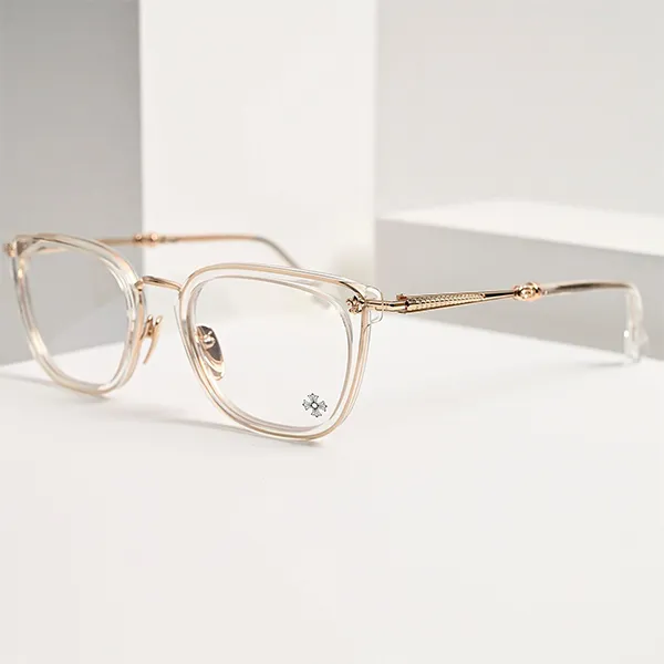 Kính Mắt Cận Chrome Hearts Strapadictome Crystal Màu Vàng Gold