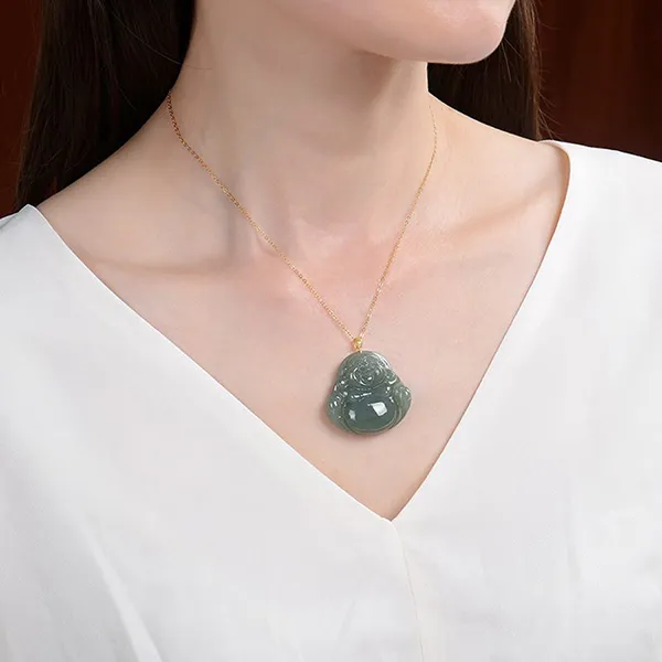 Mặt Dây Chuyền Nữ Lili Jewelry Đá Ngọc Bích Nữ Hình Phật Di Lặc LILI_452639 Màu Xanh Đậm - Trang sức - Vua Hàng Hiệu
