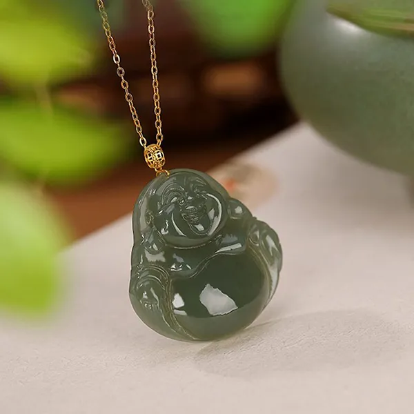 Mặt Dây Chuyền Nữ Lili Jewelry Đá Ngọc Bích Nữ Hình Phật Di Lặc LILI_452639 Màu Xanh Đậm - Trang sức - Vua Hàng Hiệu