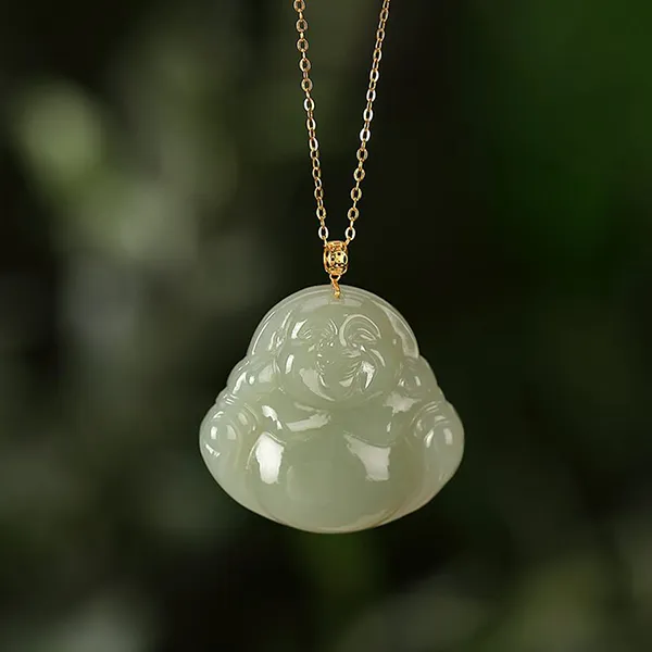 Mặt Dây Chuyền Nữ Lili Jewelry Đá Ngọc Bích Nữ Hình Phật Di Lặc LILI_452639 Màu Xanh Nhạt - Trang sức - Vua Hàng Hiệu
