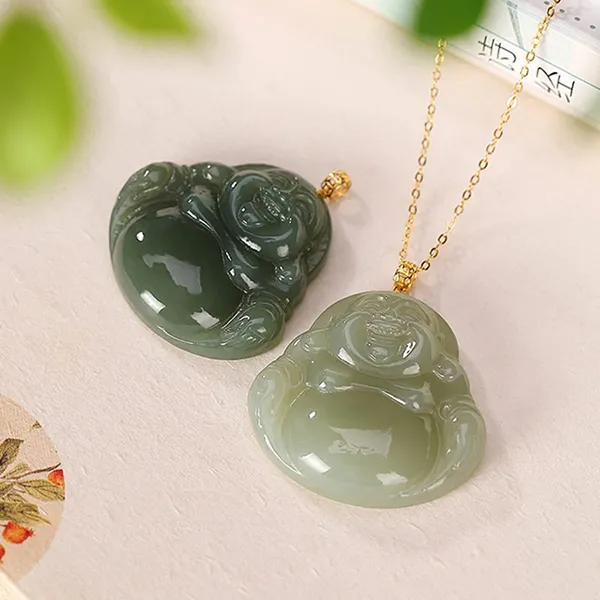 Mặt Dây Chuyền Nữ Lili Jewelry Đá Ngọc Bích Nữ Hình Phật Di Lặc LILI_452639 Màu Xanh Nhạt - Trang sức - Vua Hàng Hiệu