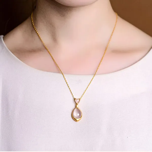 Mặt Dây Chuyền Nữ Lili Jewelry Pha Lê Trắng Hình Giọt Nước LILI_929931 Màu Vàng Trắng