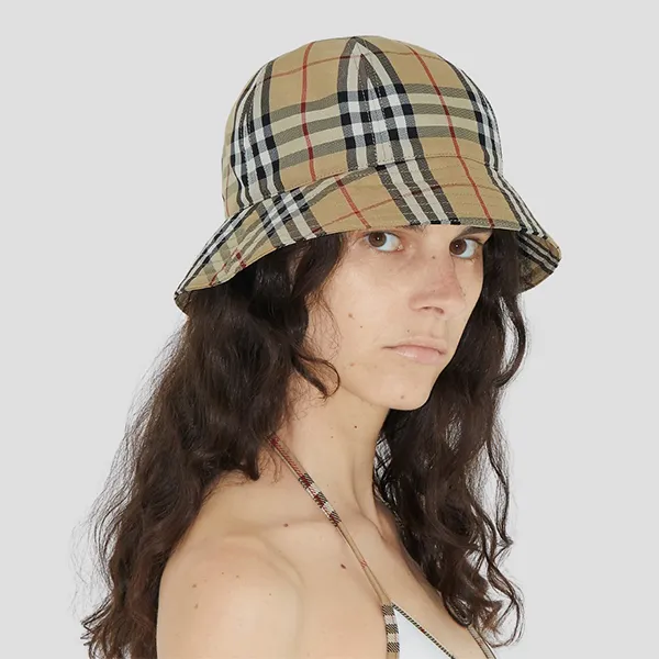 Mũ Burberry Beige With Vintage Check Printed Bucket 8071150 Màu Be Kẻ Size M