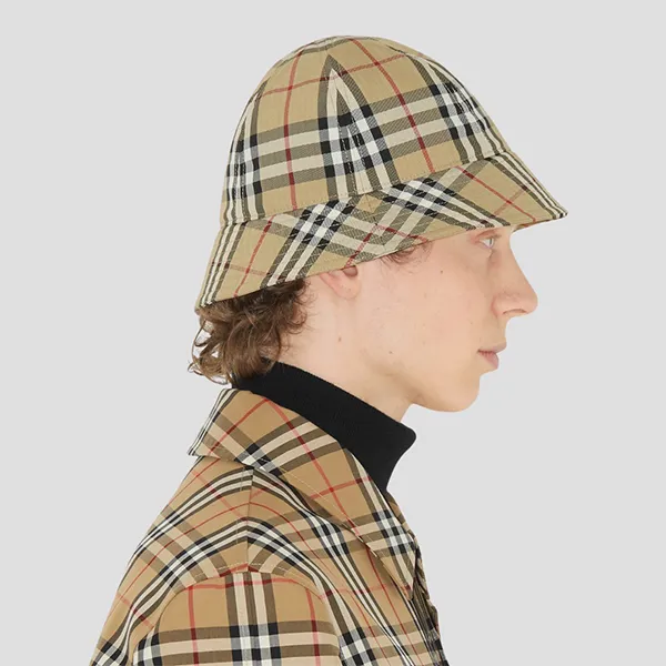 Mũ Burberry Beige With Vintage Check Printed Bucket 8071150 Màu Be Kẻ Size M