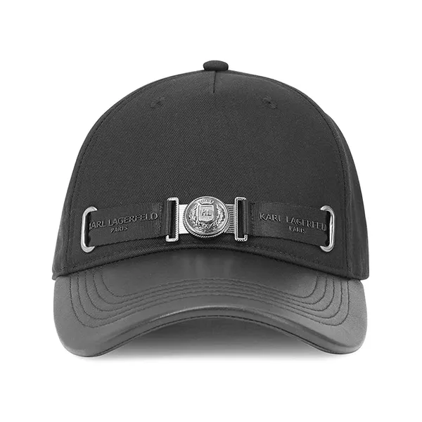 Mũ Karl Lagerfeld Paris Leather Brim Metal Logo Crest Cap Màu Đen