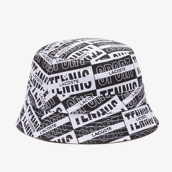 Mũ Lacoste Reversible Printed Cotton Bucket Hat 2 Mặt RK1487 PCI Màu Đen Trắng Size L