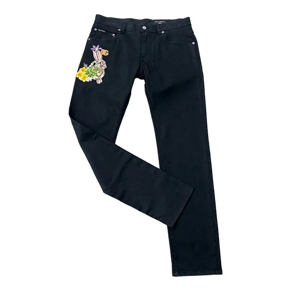 Quần Jean Dolce & Gabbana D&G Black Denim With Logo Embroidered I416OM G8IT2 S9001 Màu Đen Size 44
