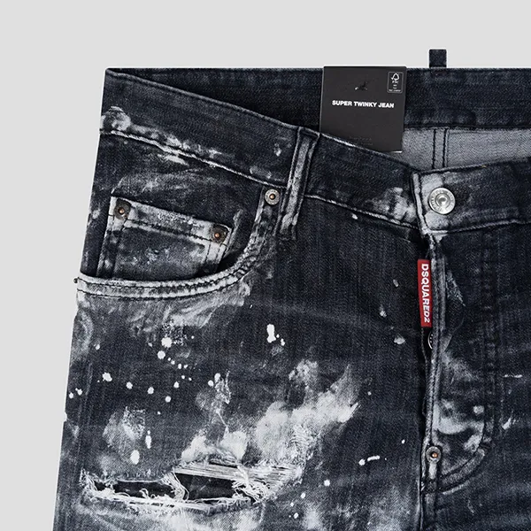 Quần Jean Nam Dsquared2 Black Denim Wash Super Twinky Fit S74LB1324S30503 900 Màu Đen Size 50