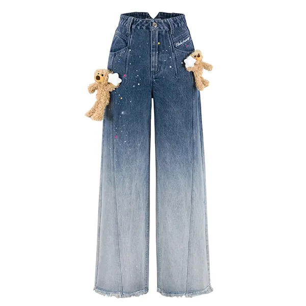 Quần Jean Nữ 13 De Marzo Denim Wash In Dark Blue Luminous Star Bear FR24C095 400-301 Màu Xanh Size M