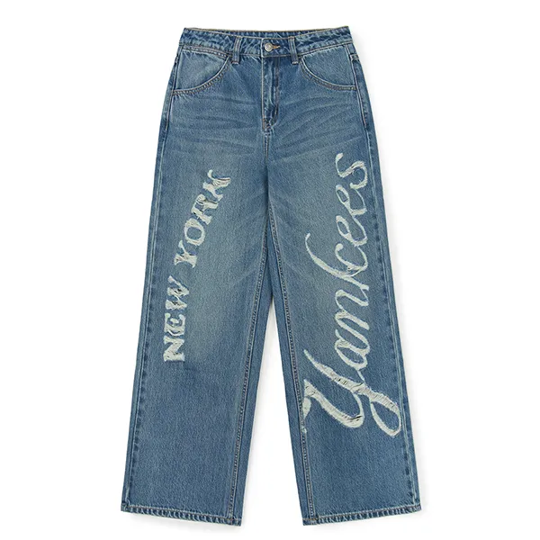 Quần Jean Nữ MLB Hannam Vintage Lettering Wide New York Yankees 3FDPB2044-50INS Màu Xanh Nhạt Size M - Thời trang - Vua Hàng Hiệu