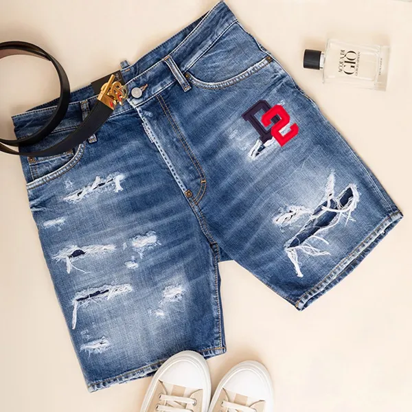 Quần Short Nam Dsquared2 Blue With D2 Logo Embroidered S74MU0819 S30309 Màu Xanh Denim Size 50 - Thời trang - Vua Hàng Hiệu