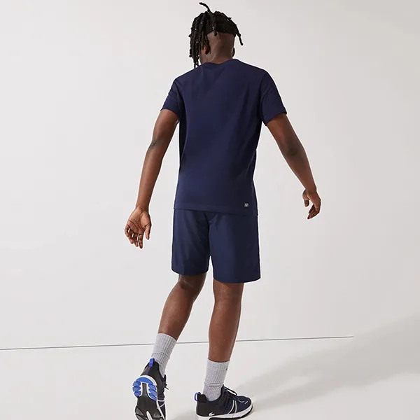 Quần Short Nam Lacoste Sport Tennis Solid Diamond Weave Taffeta GH353T 166 Màu Xanh Navy Size 5