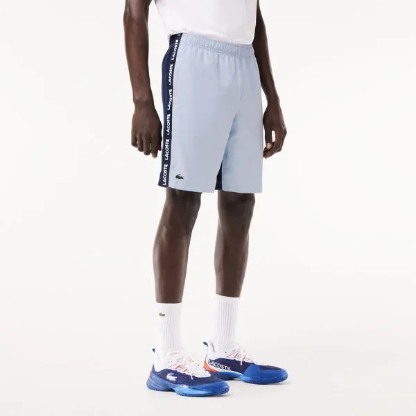 Quần Short Nam Lacoste Sportsuit Logo Stripe Tennis Shorts GH7443 X1J Màu Xanh Pastel Size 4