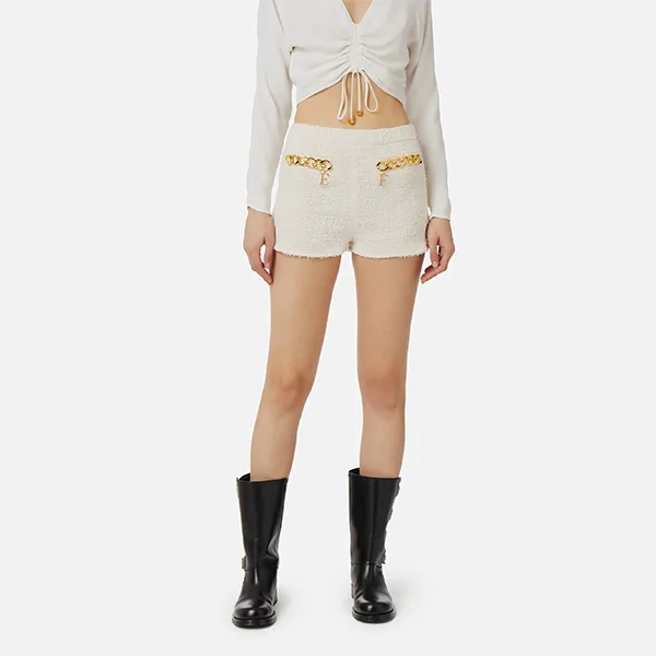 Quần Short Nữ Elisabetta Franchi With Chain SH00342E2 193 Màu Kem Size 38
