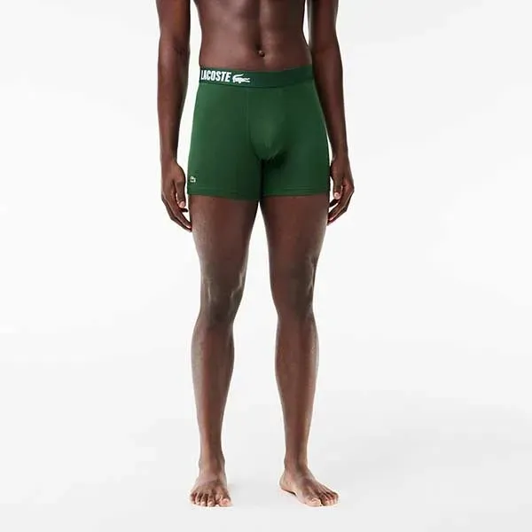 Set 3 Quần Lót Nam Lacoste Stretch Cotton Print Boxer Briefs 3-Pack 6H8708 YVC Màu Xanh Phối Trắng Size S