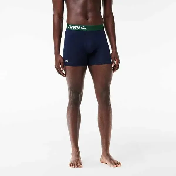 Set 3 Quần Lót Nam Lacoste Stretch Cotton Print Boxer Briefs 3-Pack 6H8708 YVC Màu Xanh Phối Trắng Size S