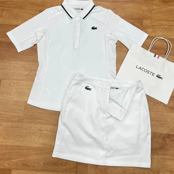 Set Áo + Chân Váy Nữ Lacoste Pickleball Sport Women’s Off White Golf Tennis Regulating Piqué Màu Trắng Size 34 - Pickleball - Vua Hàng Hiệu