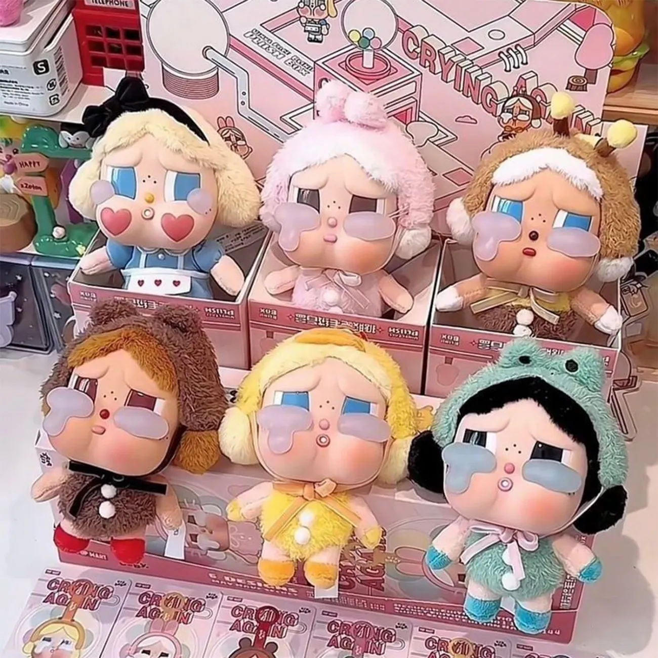 Set Móc Khóa Pop Mart Crybaby Crying Again Series Vinyl Face Plush Blind Box Phối Nhiều Màu