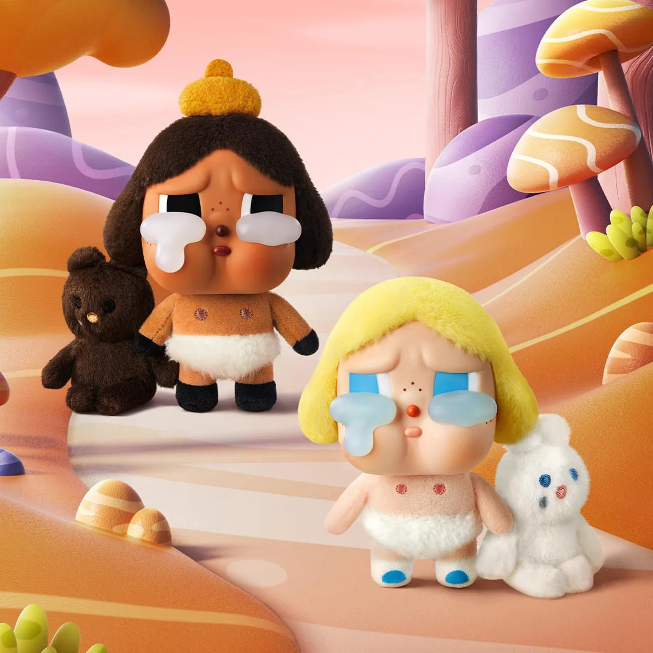 Set Móc Khóa Pop Mart Crybaby Crying Again Series Vinyl Face Plush Blind Box Phối Nhiều Màu