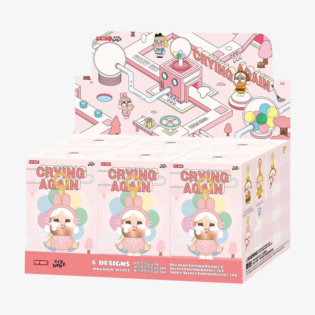 Set Móc Khóa Pop Mart Crybaby Crying Again Series Vinyl Face Plush Blind Box Phối Nhiều Màu