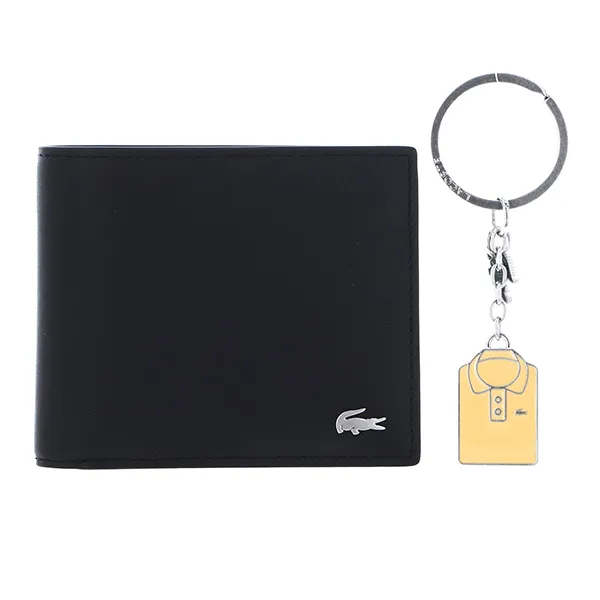 Set Ví Nam + Móc Khóa Lacoste FG Billfold And Keychain Gift Set NH4480FG N21 Màu Đen