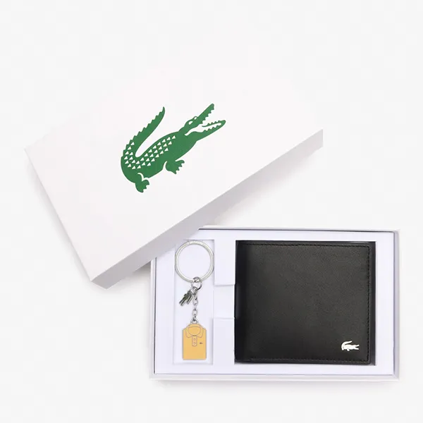 Set Ví Nam + Móc Khóa Lacoste FG Billfold And Keychain Gift Set NH4480FG N21 Màu Đen