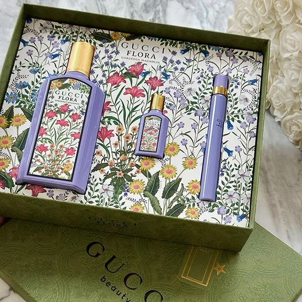 Set Nước Hoa Nữ Gucci Flora Gorgeous Magnolia Set 3 Món - Nước hoa - Vua Hàng Hiệu
