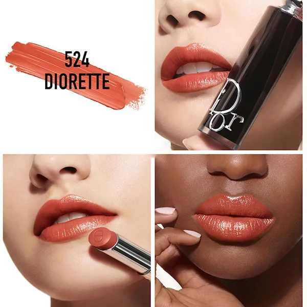 Son Dior Addict Hydrating Shine 524 Diorette Màu Cam Đào - Son Môi - Vua Hàng Hiệu