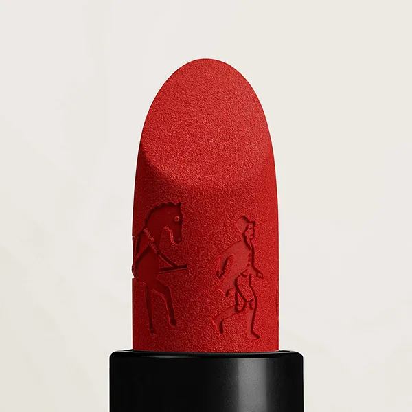 Son Hermès Matte Lipstick, Engraved Limited Edition, 75 Rouge Amazone Màu Đỏ Cam