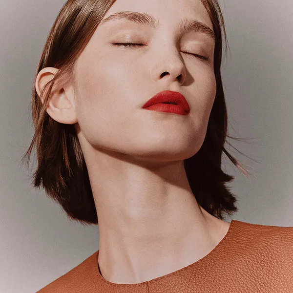Son Hermès Matte Lipstick, Engraved Limited Edition, 75 Rouge Amazone Màu Đỏ Cam