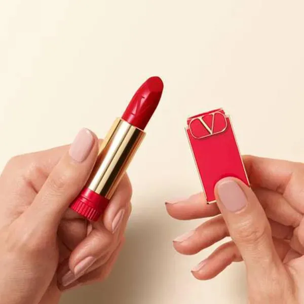 Son Rosso Valentino Refillable Lipstick 217A Ethereal Red Satin Mini Màu Đỏ Đô - Son Môi - Vua Hàng Hiệu